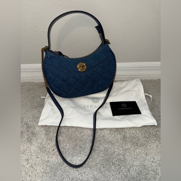 Versace La Medusa Denim Half Moon NWT Shoulder Bag $1,275
100% authentic! - Picture 3 of 5